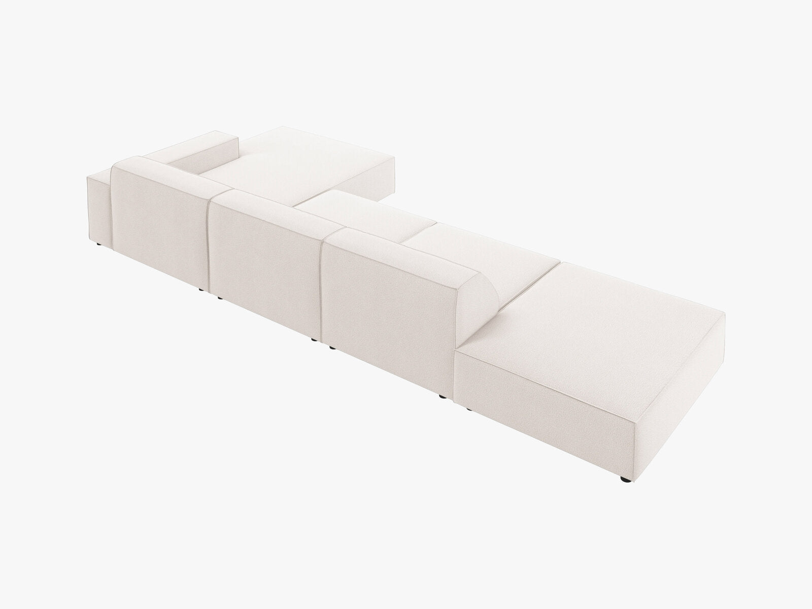 Micadoni Ecksofa Jodie 5-Sitzer Rechts Strukturierter Stoff Megan Helles Beige