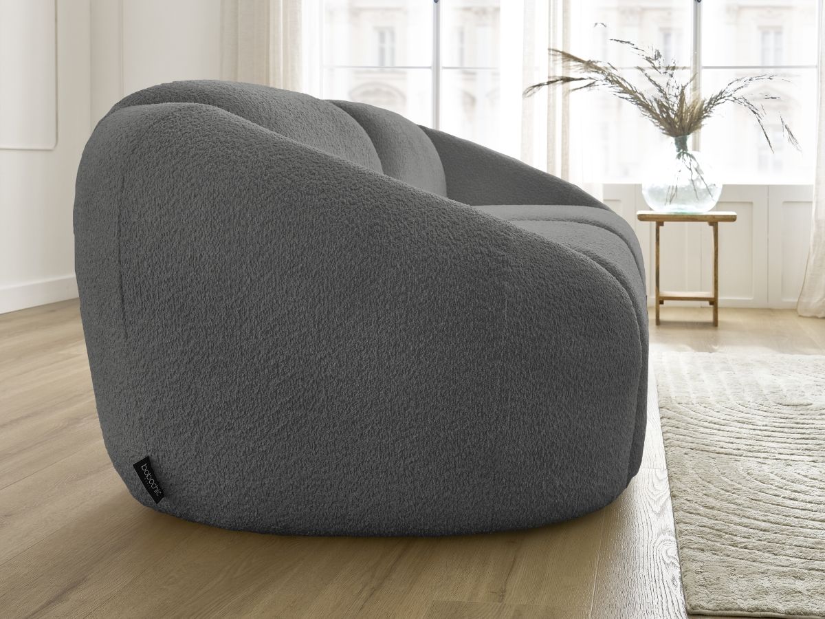 Bobochic Tina Sofa 3-Sitzer Bouclé-Stoff Dunkelgrau