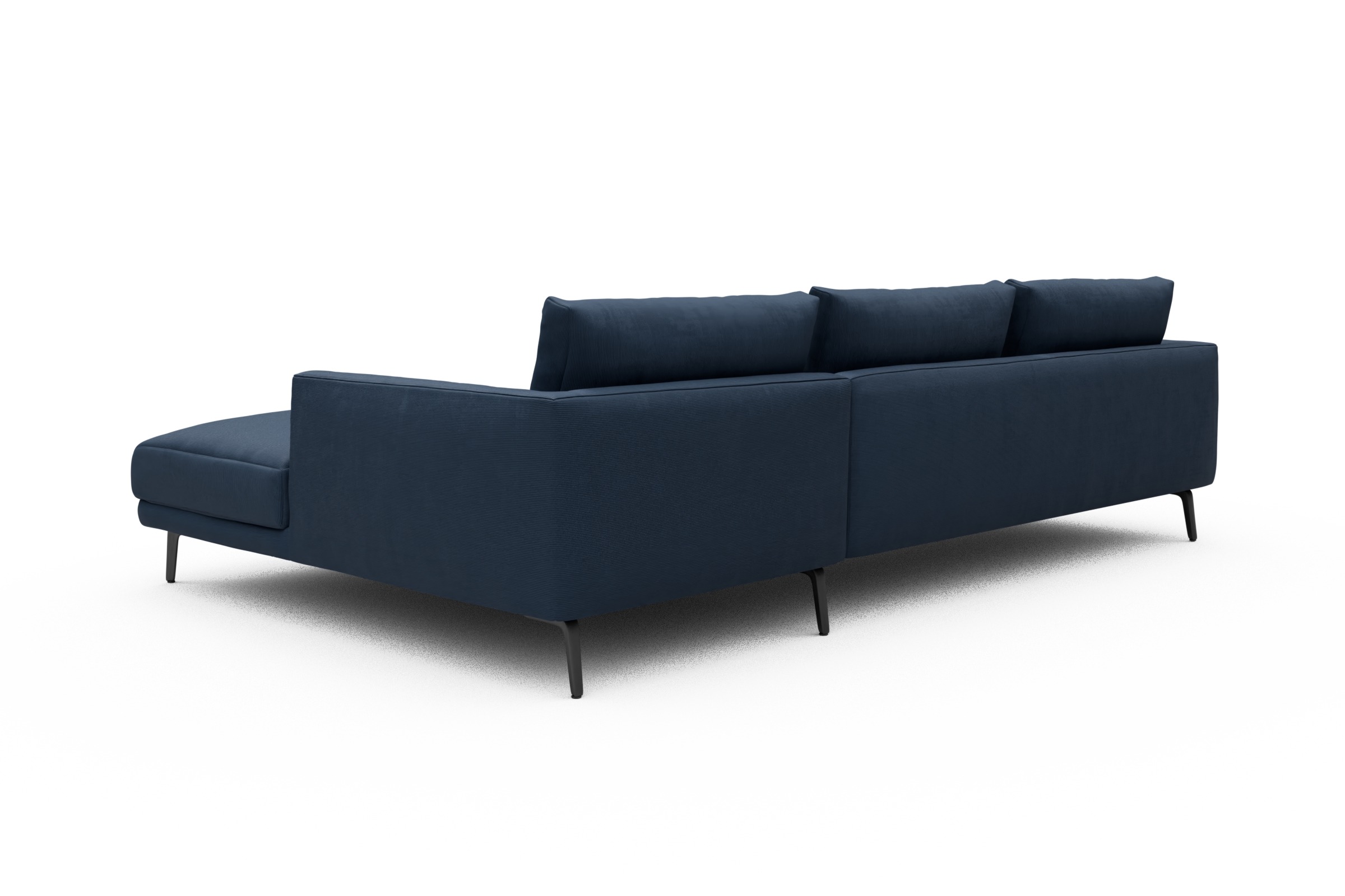 Ecksofa Karl Chaiselongue rechts mit 2,5-Sitzer Cordufine-Royal-Blue