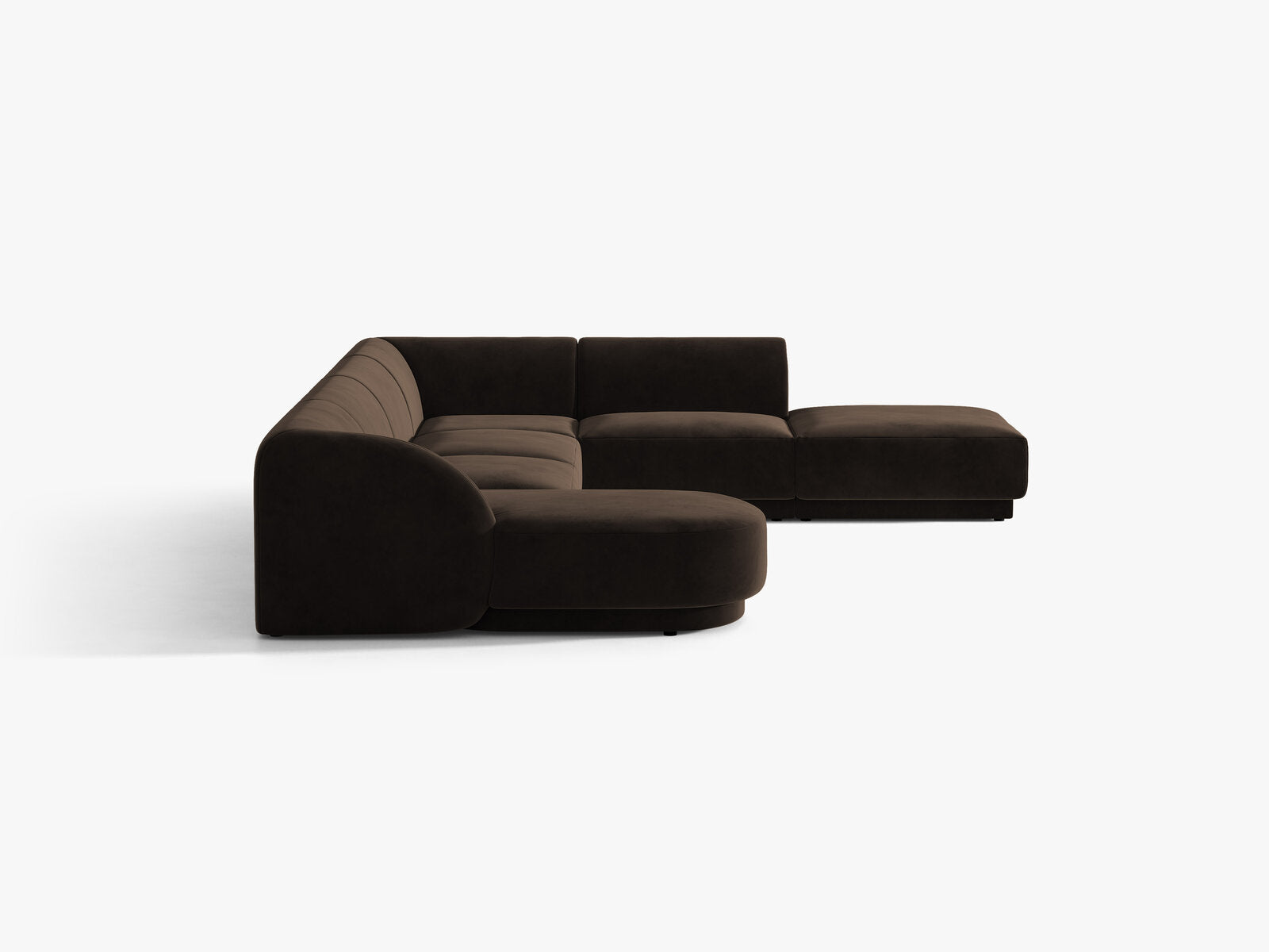Micadoni Panorama-Ecksofa Miley 6-Sitzer Rechts Samt Bluvel Dunkelbraun