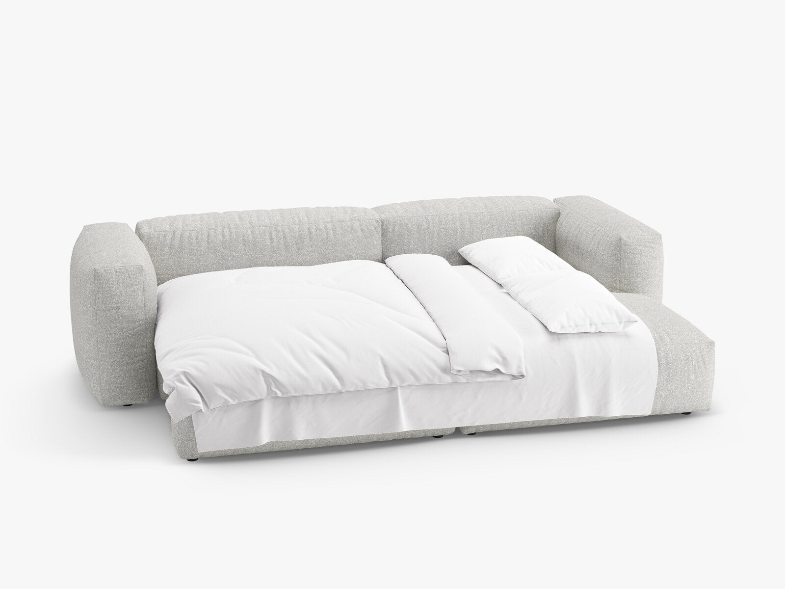 Micadoni Martina Ecksofa 4-Sitzer mit Schlaffunktion Rechts Boucle Monet Grau Beige Melange