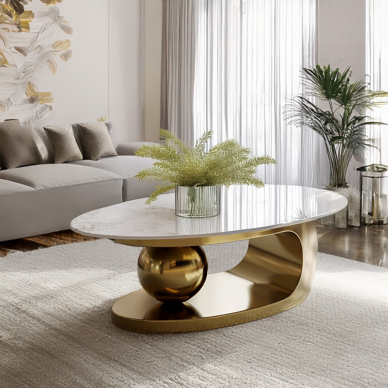 Livin Hill Couchtisch Modig Goldene Beine, weißes Oberteil M58