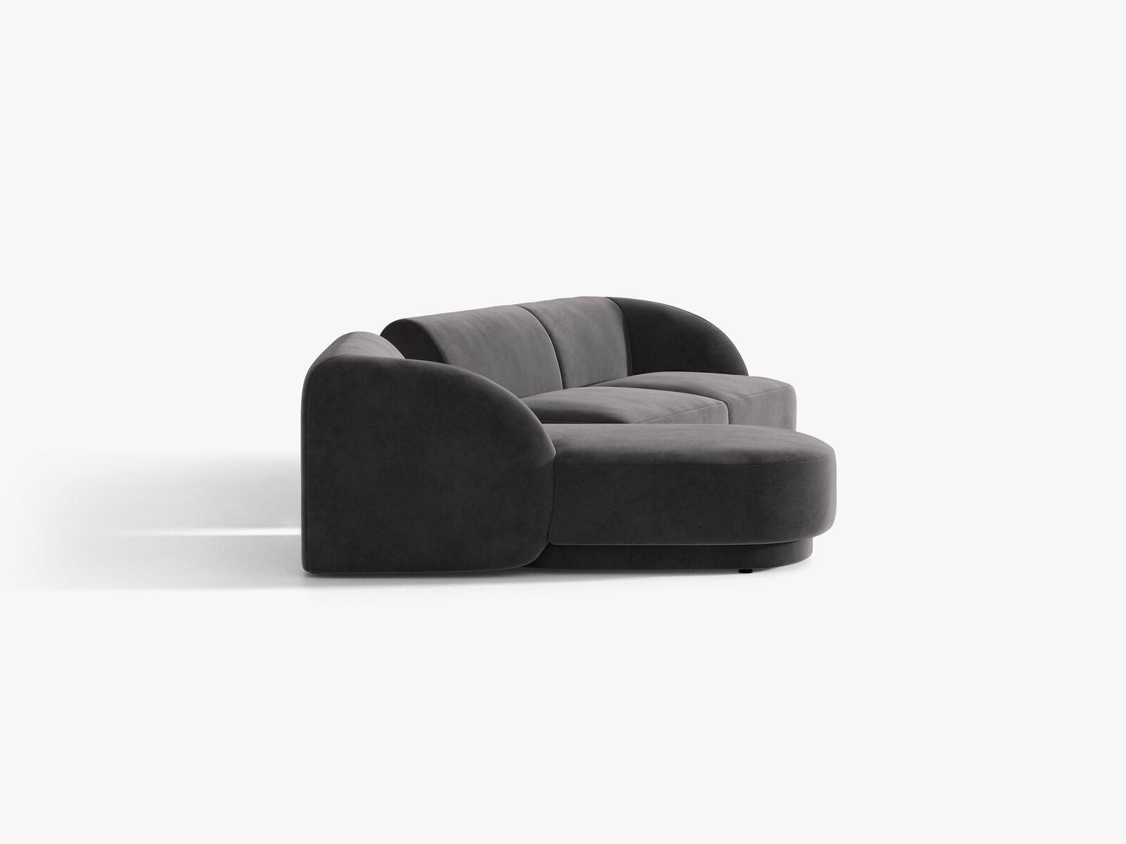 Micadoni Modulares Sofa Miley mit Recamiere 3-Sitzer Links Samt Bluvel Grau