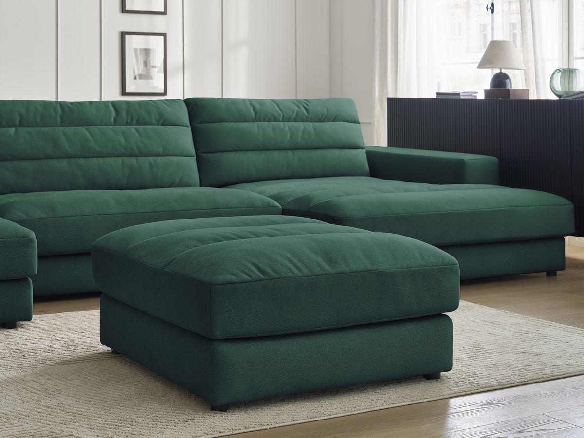 Bobochic Sierra Wohnlandschaft mit Pouf Samt Dunkelgrün