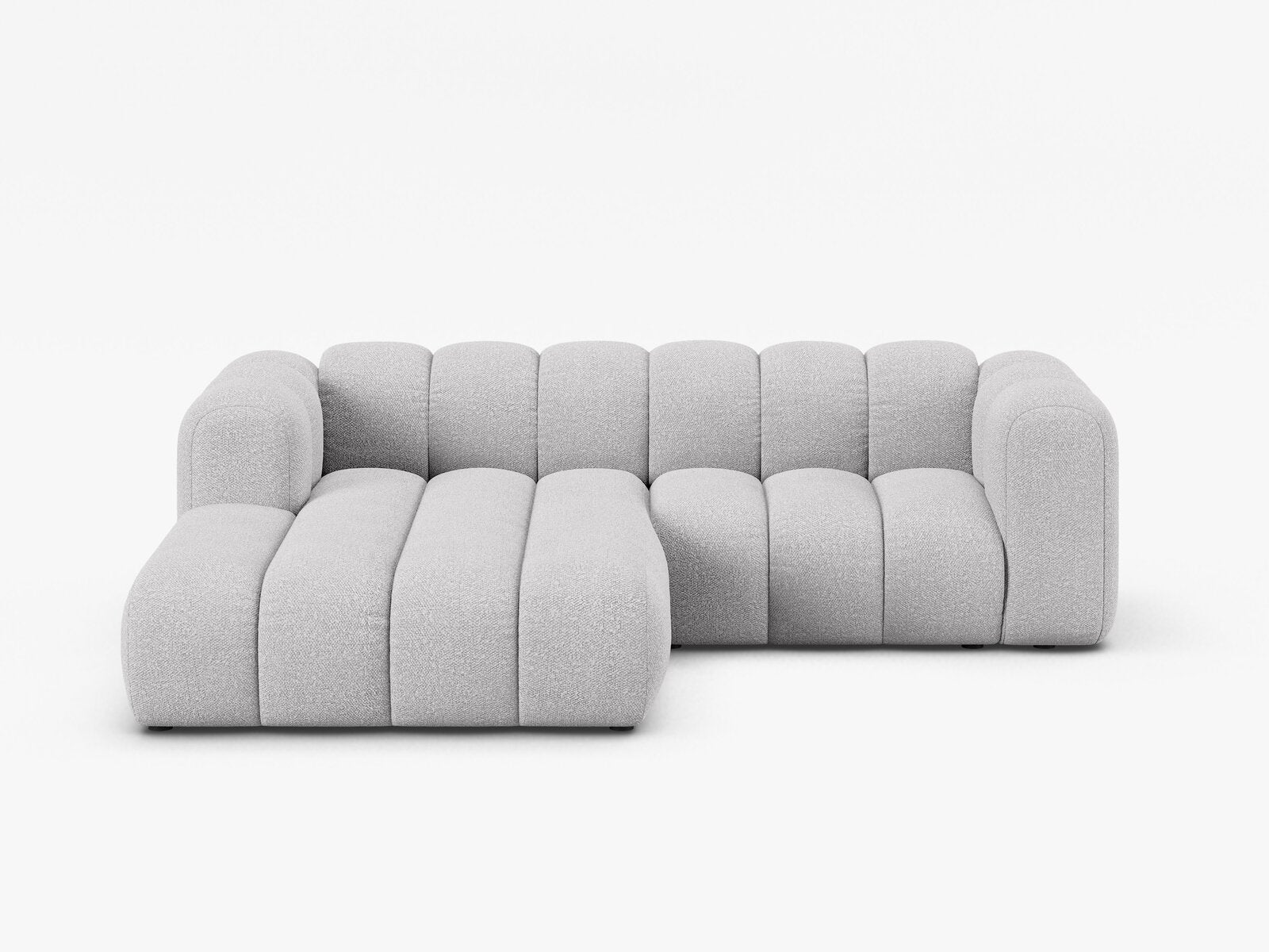 Micadoni Modulares Ecksofa Lupine 3-Sitzer Links Boucle Baloo Hellgrau