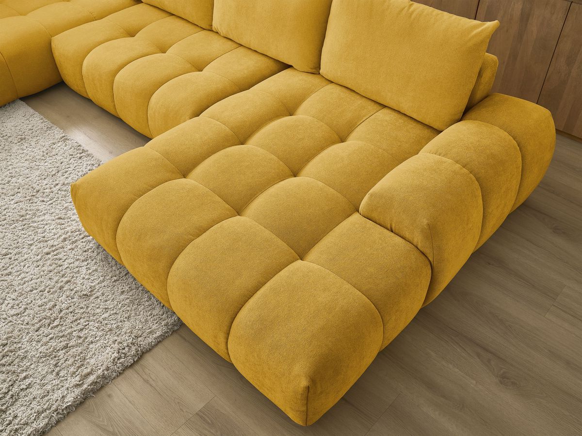 Bobochic Everest Wohnlandschaft, 6 Kissen Strukturstoff Gelb Ecke rechts