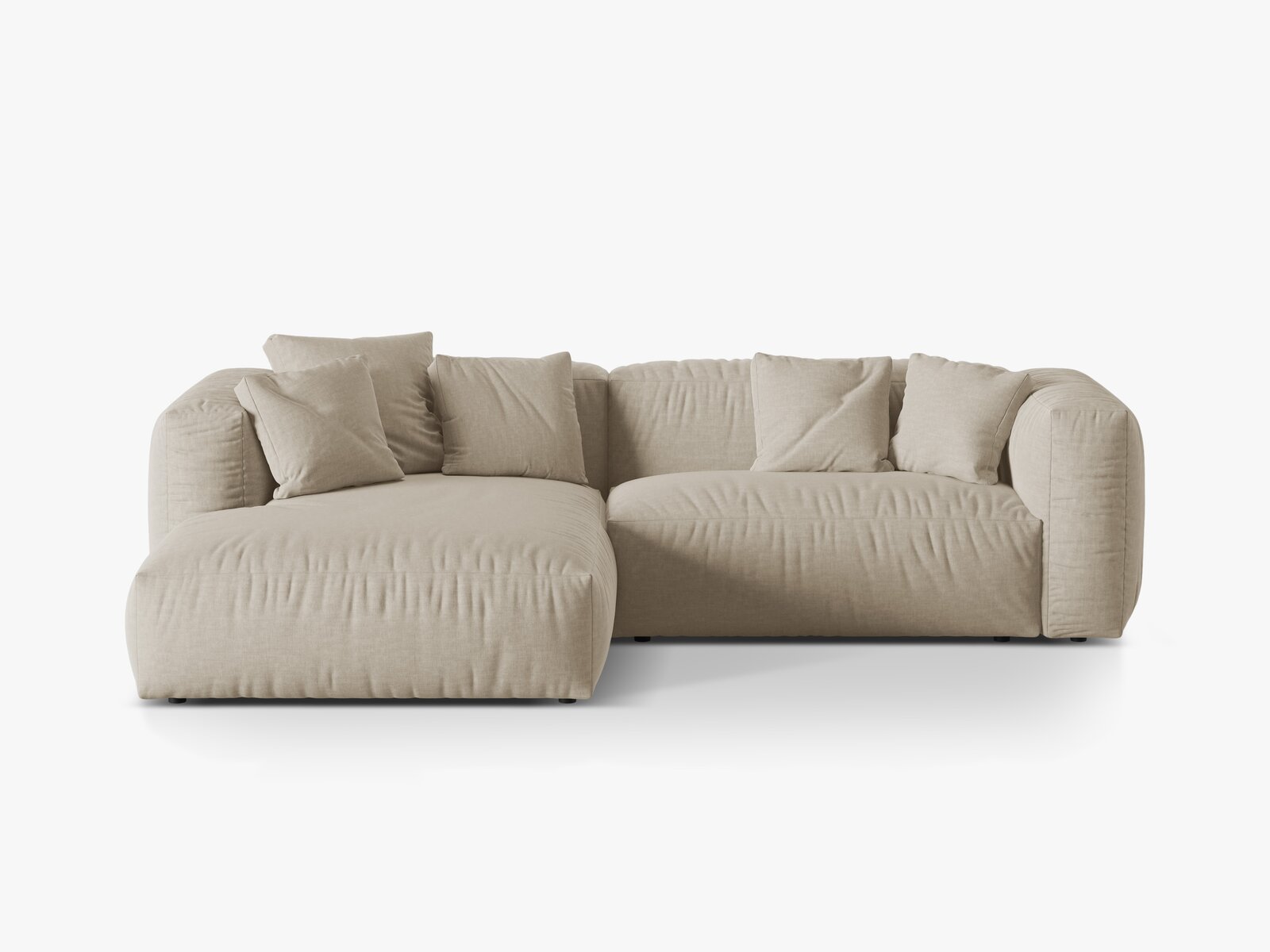 Micadoni Ecksofa Martina 2-Sitzer Links Strukturierter Stoff Boston Helles Beige