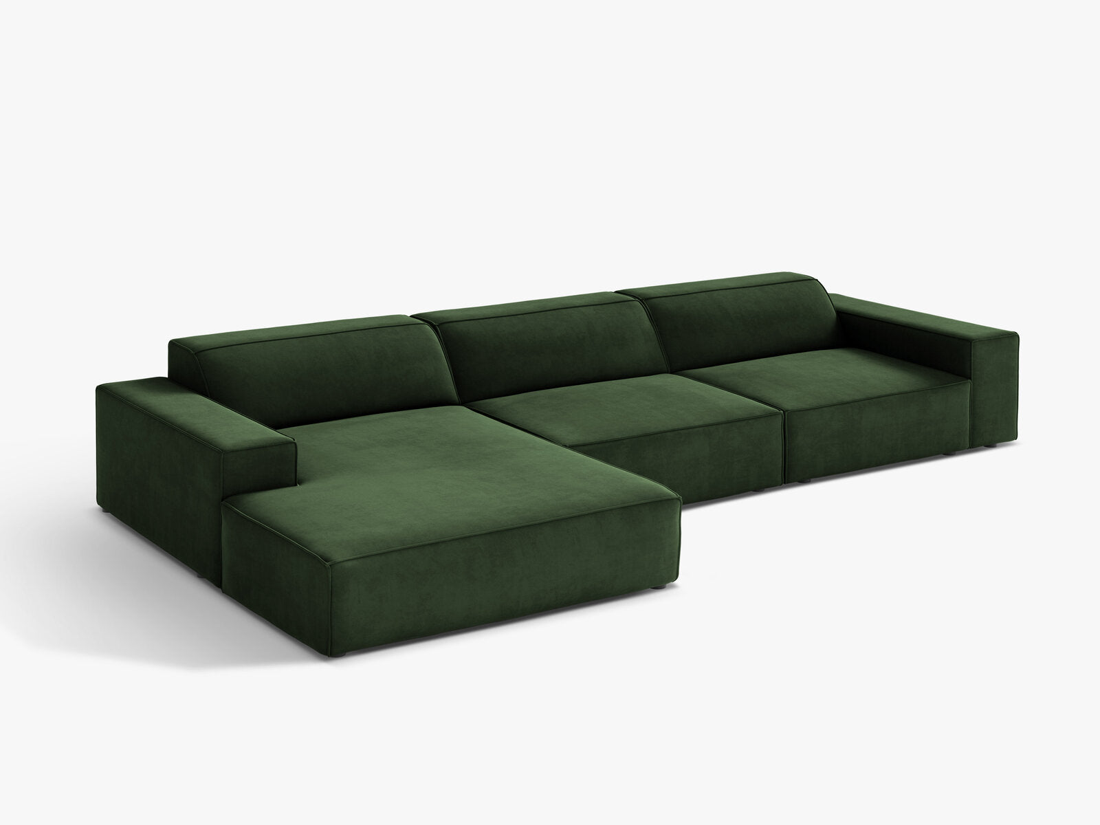 Micadoni Ecksofa Jodie 4-Sitzer Samt Venus Flaschengrün Links
