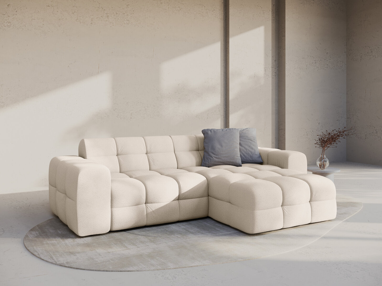 Micadoni Ecksofa Kendal 4-Sitzer Rechts Strukturierter Stoff Beige