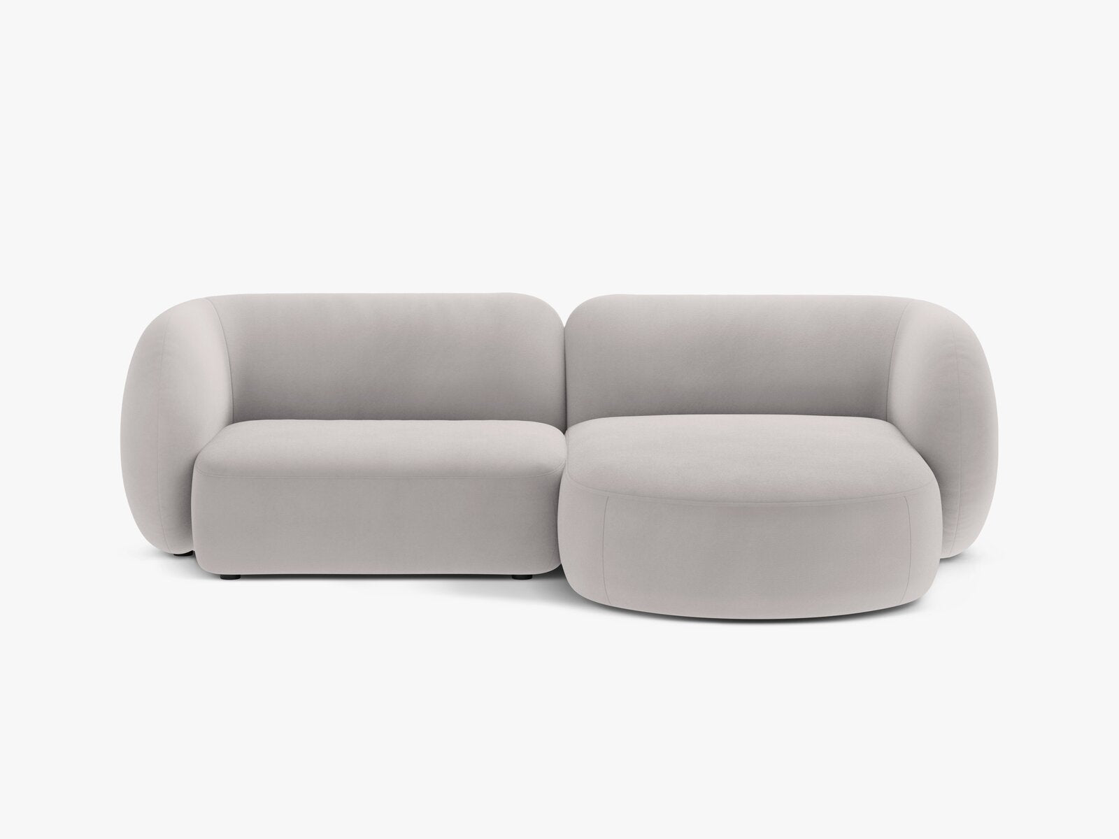 Micadoni Ecksofa Kate 2-Sitzer Rechts Samt Hellgrau