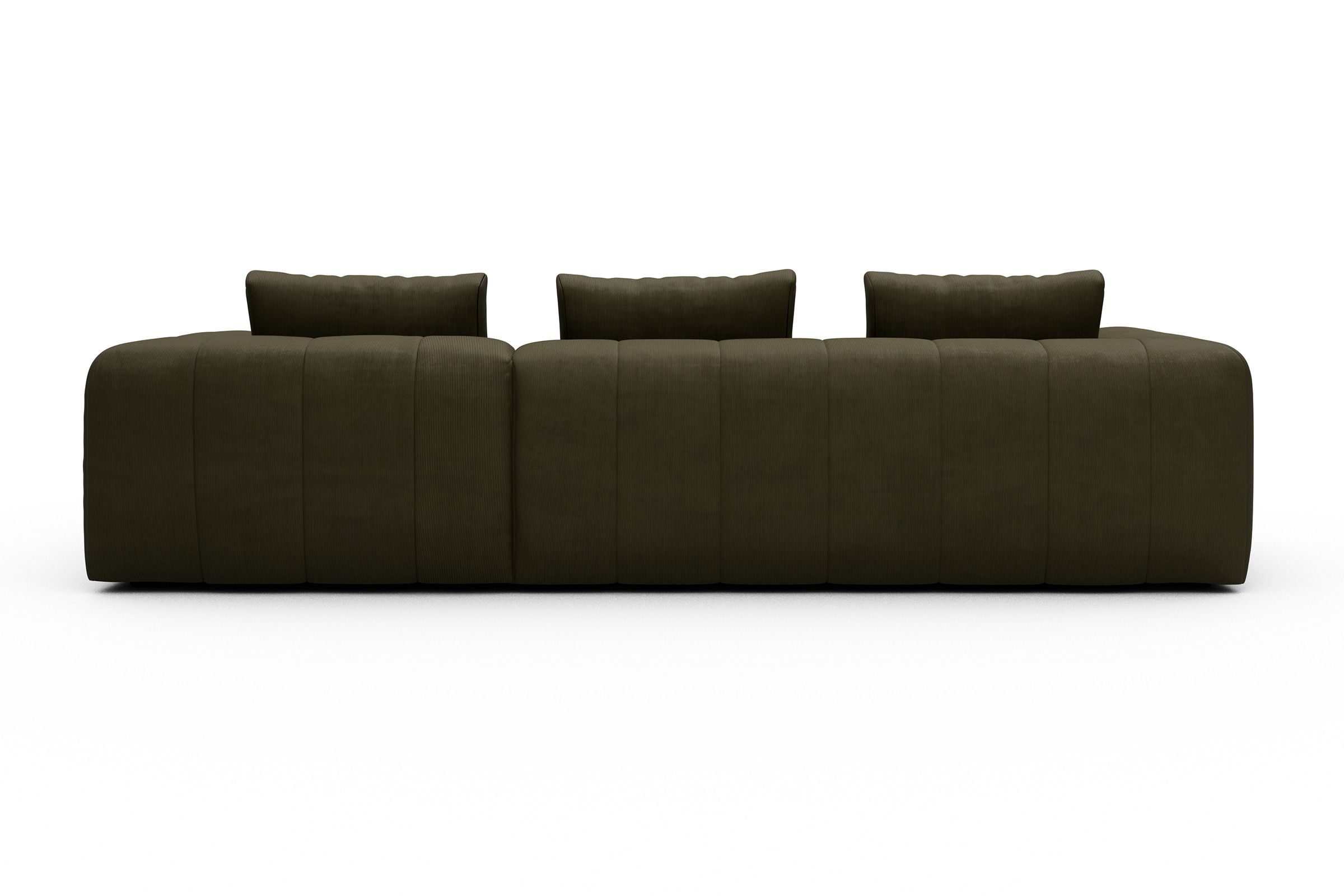 Ecksofa Hugo 2,5-Sitzer Armlehne links mit Chaiselongue Cordufine-Pine-Green