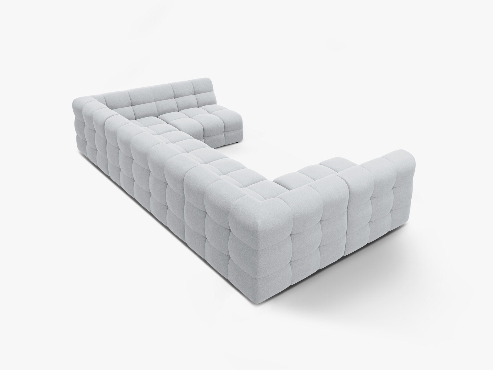Micadoni Panorama-Sofa Kendal 7-Sitzer Strukturierter Stoff Hellgrau