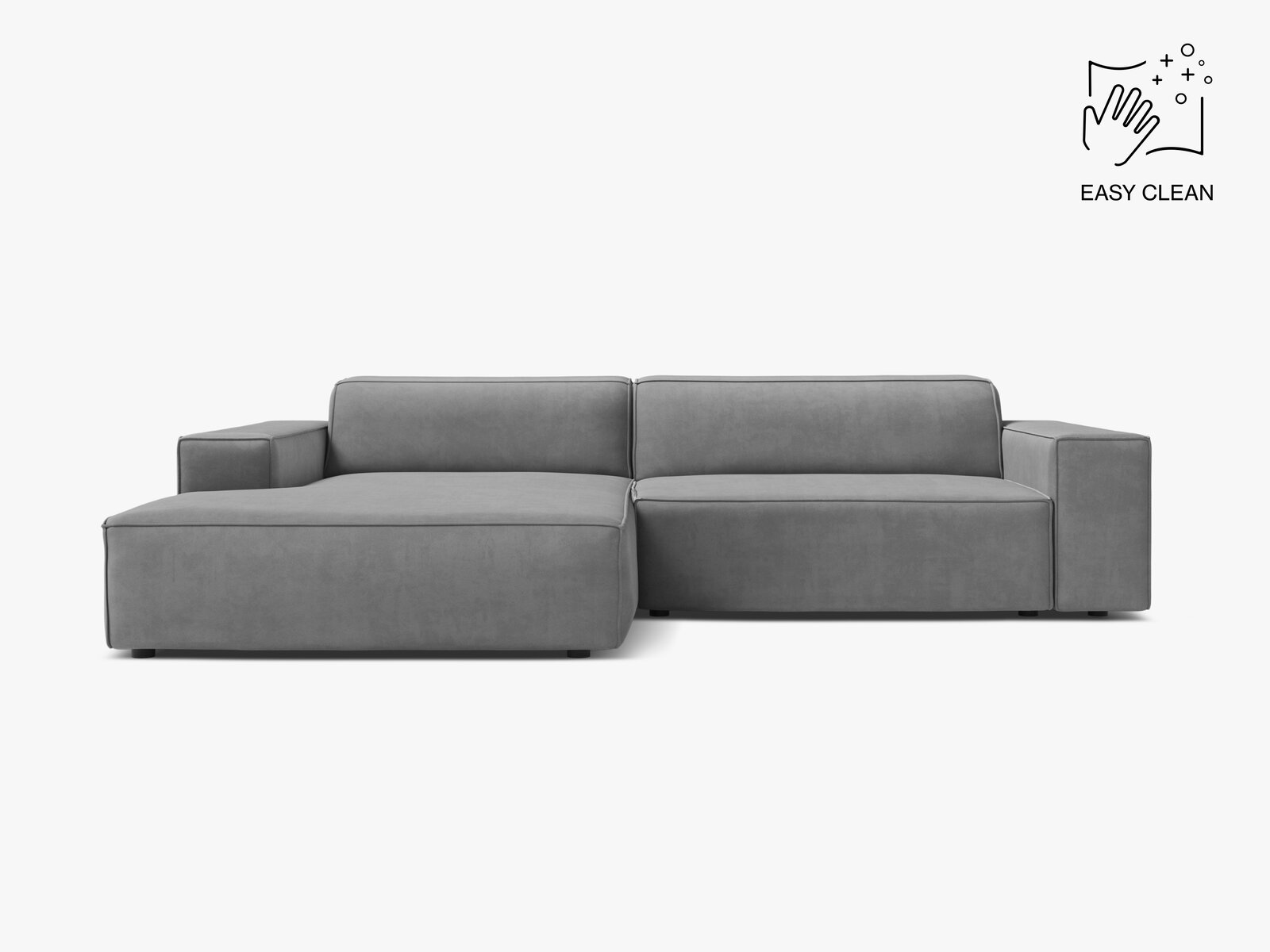 Micadoni Ecksofa Jodie 3-Sitzer Samt Venus Hellgrau Links