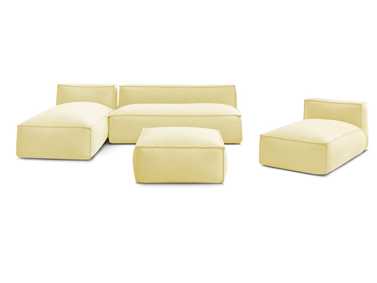 Bobochic Biarritz Gartensofa 4-Sitzer mit Pouf 332 × 168 cm Melange-Stoff Gelb