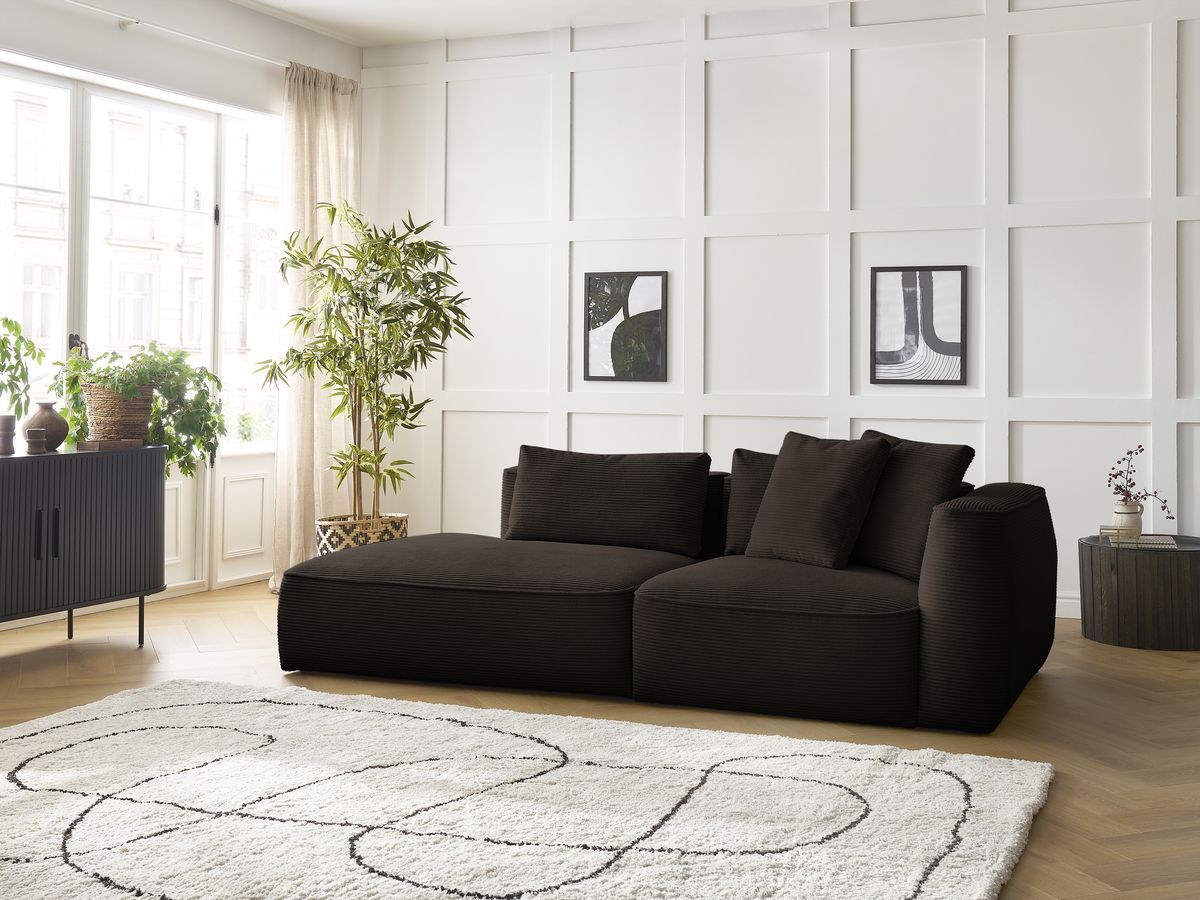 Bobochic Leopold Sofa 3-Sitzer Cordsamt Braun Armlehne rechts