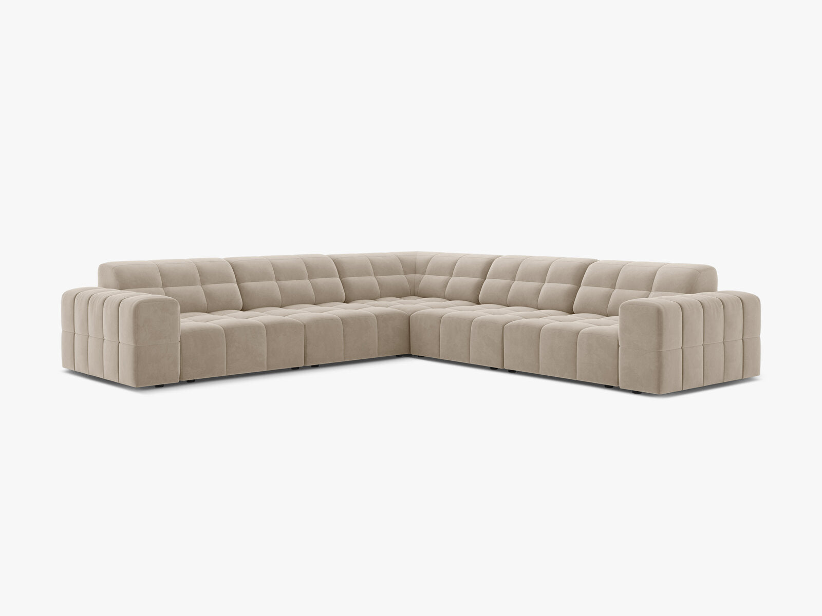 Micadoni Jennifer Modulares Ecksofa 7-Sitzer Samt Bluvel Dunkelbeige