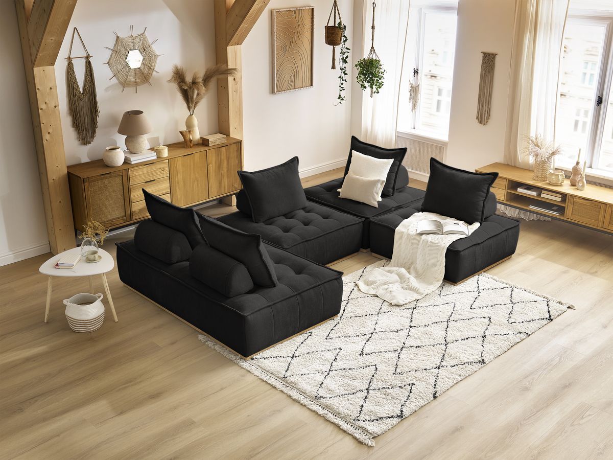 Bobochic Elisa Wohnlandschaft Strukturstoff Schwarz
