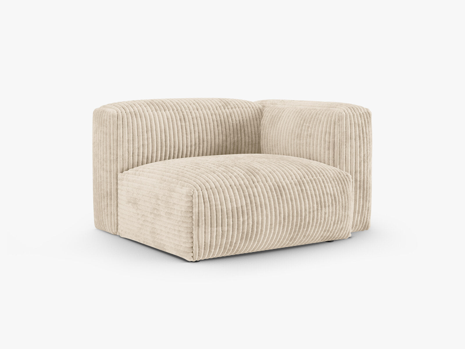 Micadoni Eckmodul mit Armlehne Martina 1-Sitzer 90cm Sitztiefe Rechts Kord Tilia Helles Beige