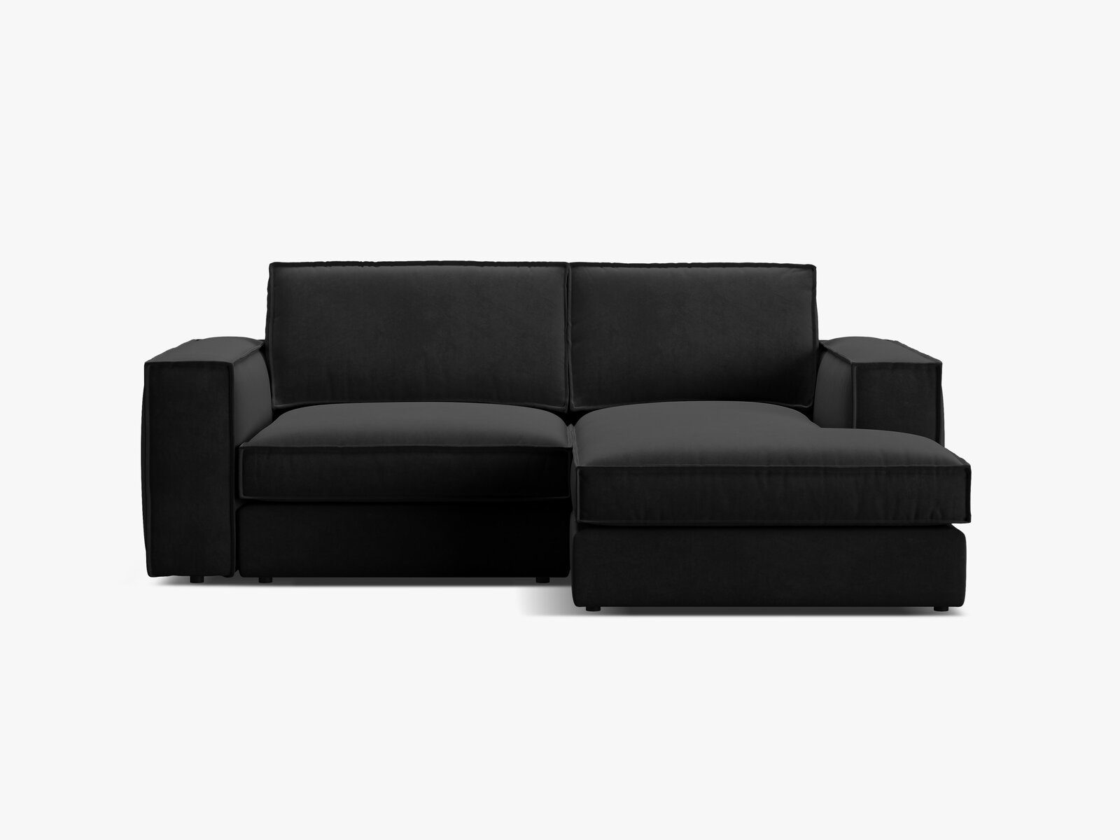 Micadoni modulares Ecksofa Pola 2-Sitzer kleine Version Rechts Samt Salvador Schwarz