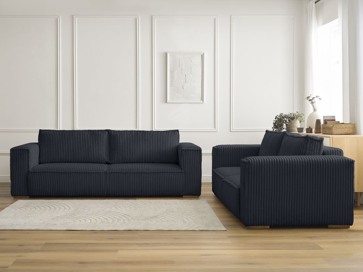 Bobochic Chelsea Sofa 5-Sitzer Breitcord weich Schwarz
