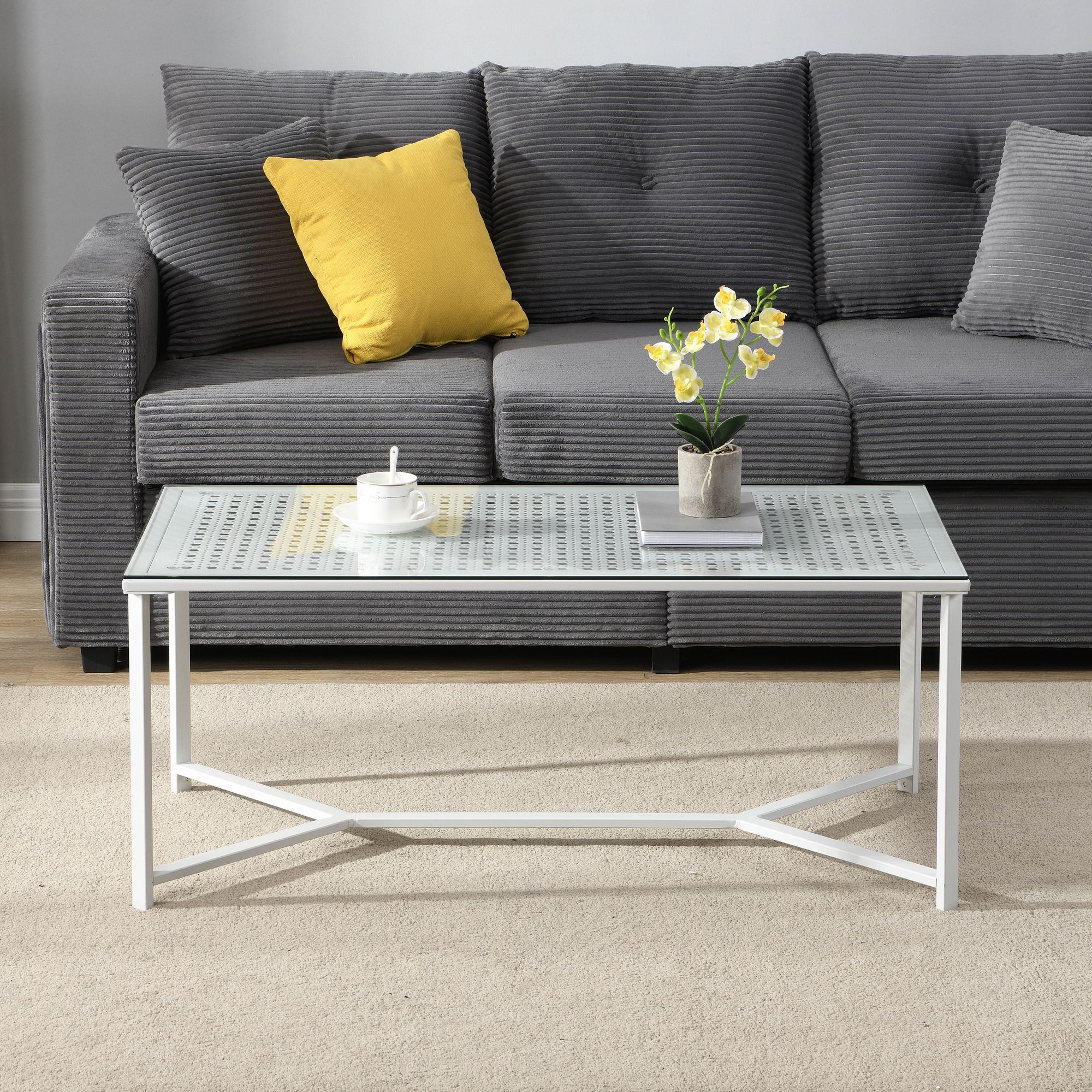 Couchtisch Isfjord Glas Weiß 100 × 50 × 42 cm