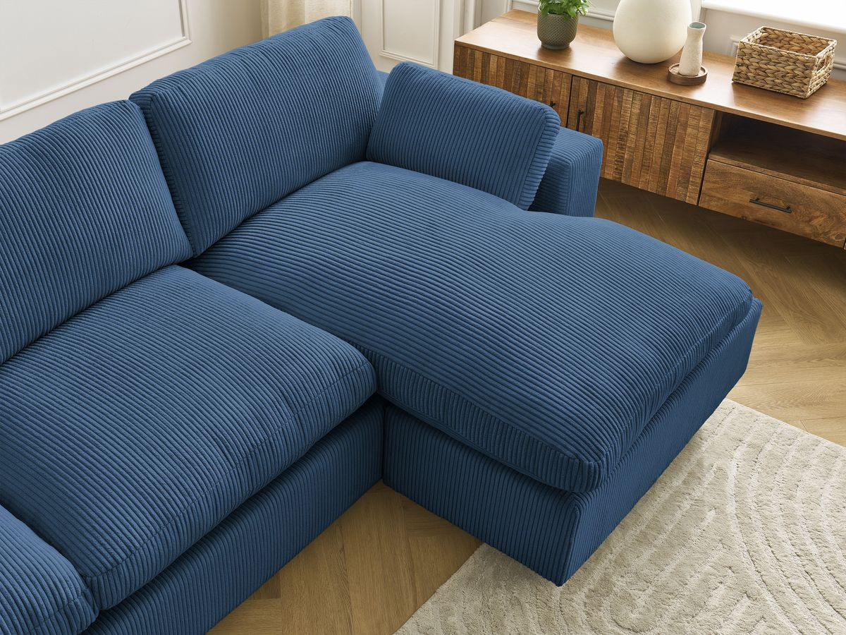 Bobochic Belair Ecksofa 280 × 139 cm Cordsamt Dunkelblau
