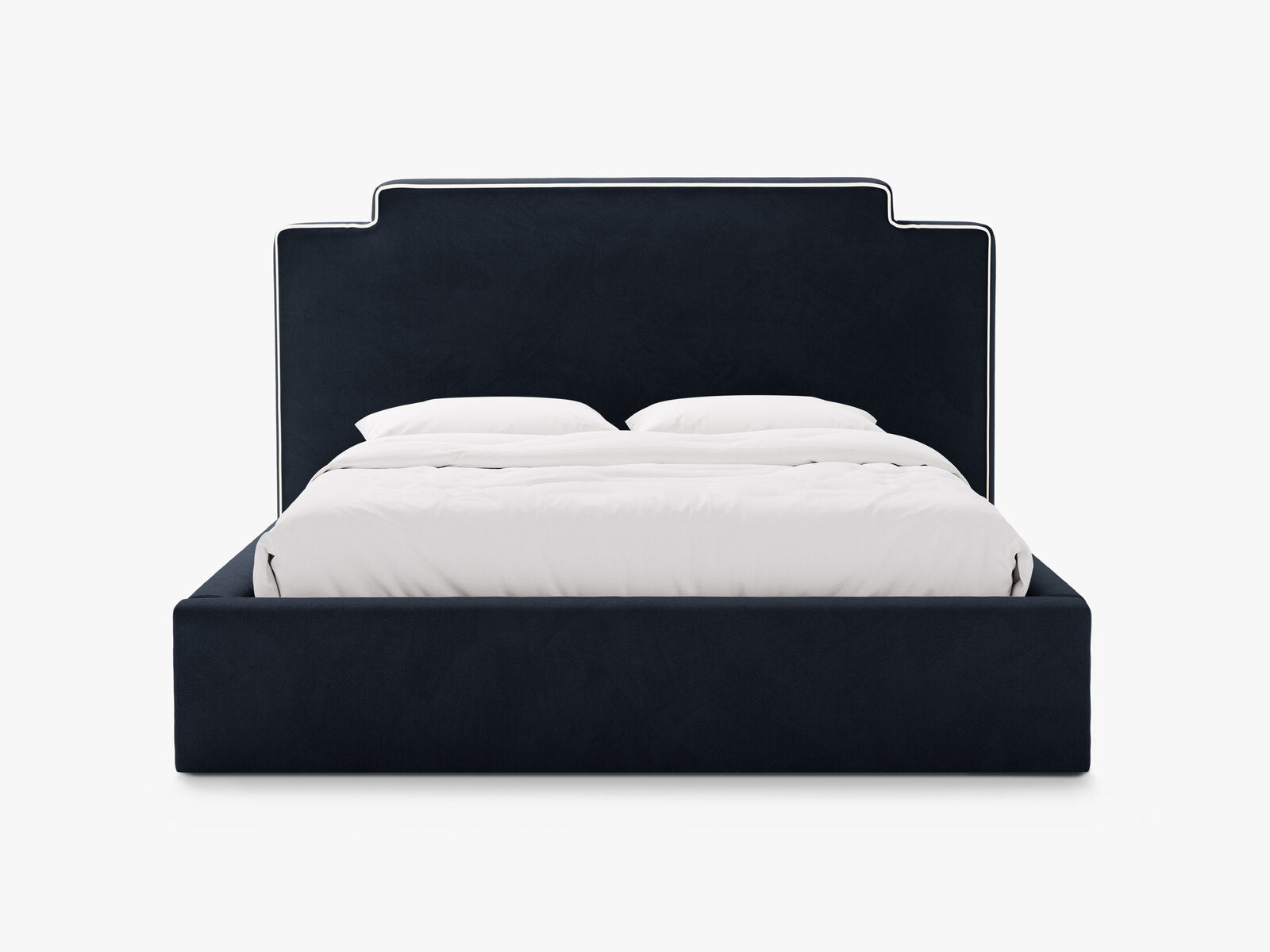 Micadoni Princess Samtbett mit Bettkasten und Kopfteil Samt Magic Velvet Elfenbein / Königsblau 140x200