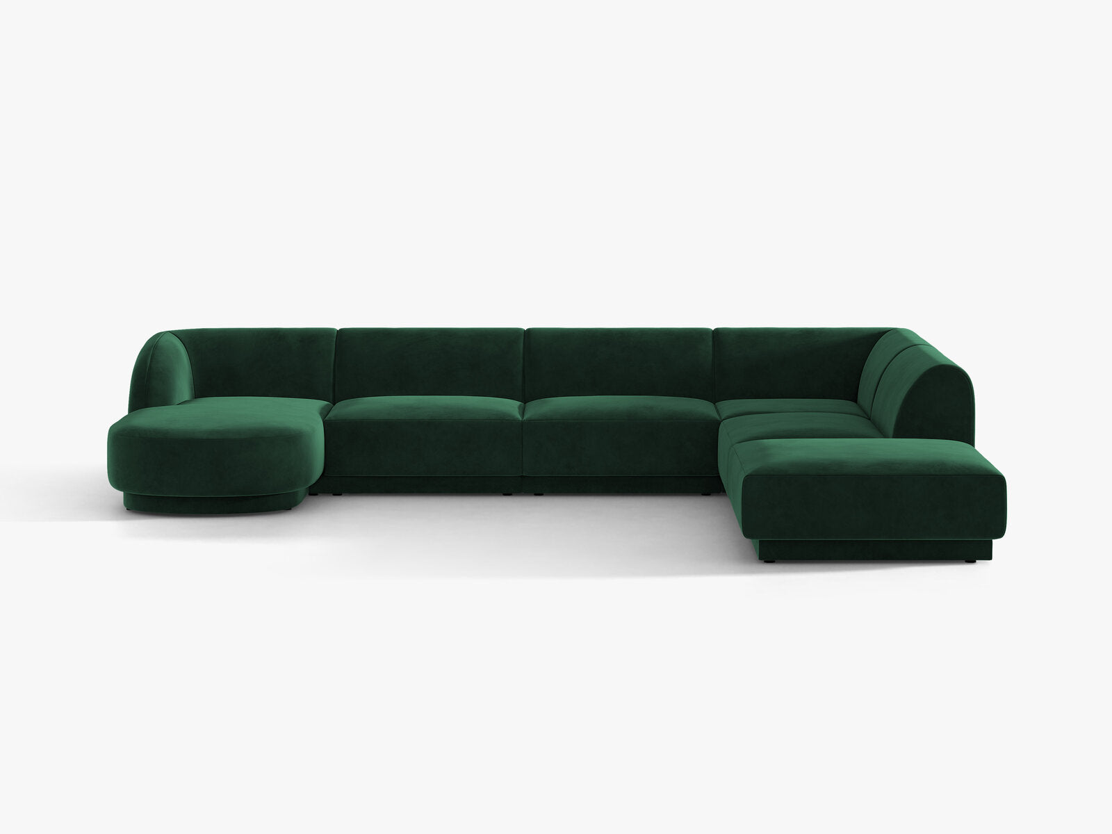 Micadoni Panorama-Ecksofa Miley 6-Sitzer Samt Bluvel Flaschengrün Rechts
