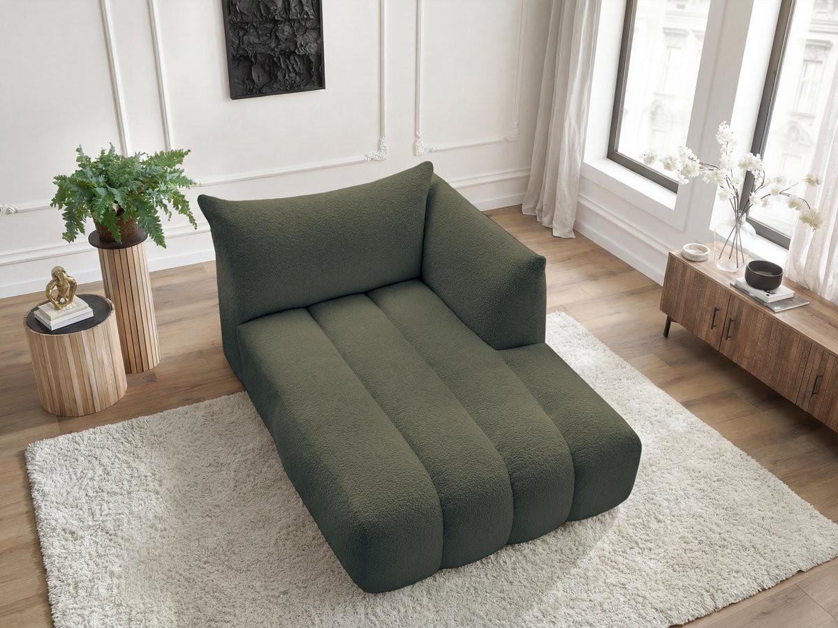 Bobochic Azra Méridienne-Modul Bouclé-Stoff Grün Ecke rechts
