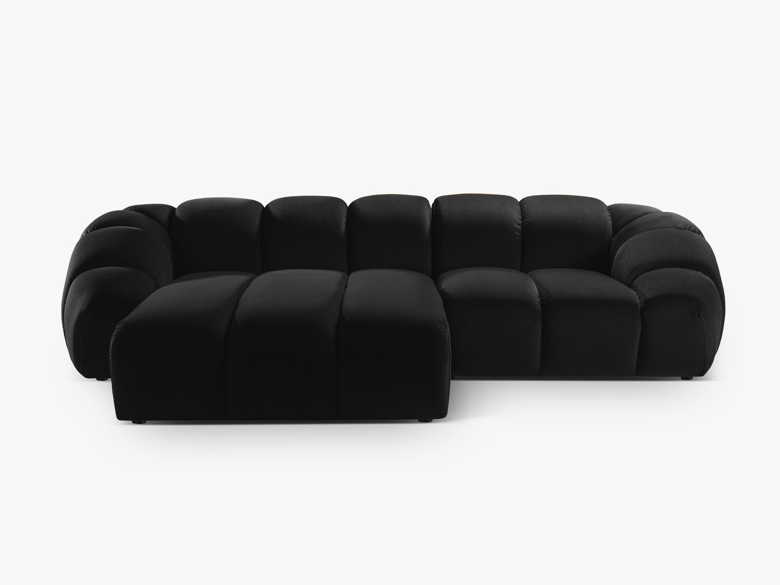 Micadoni Ecksofa Diana 3-Sitzer Links Samt Schwarz