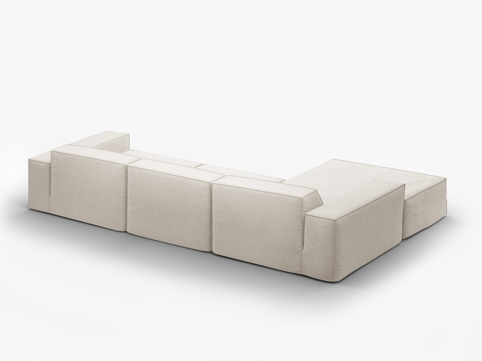 Micadoni Ecksofa Jodie 4-Sitzer Links Strukturierter Stoff Lins Natur