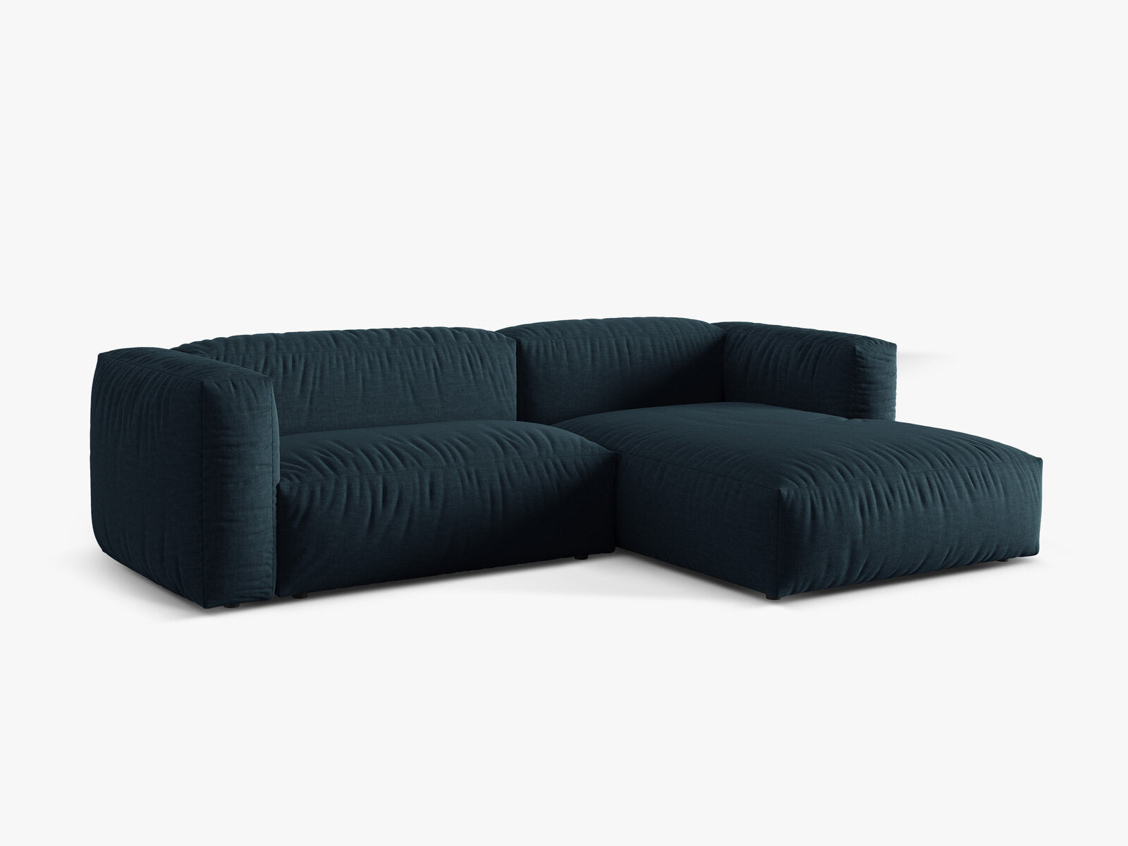 Micadoni Ecksofa Martina 2-Sitzer Rechts Strukturierter Stoff Boston Jeansblau