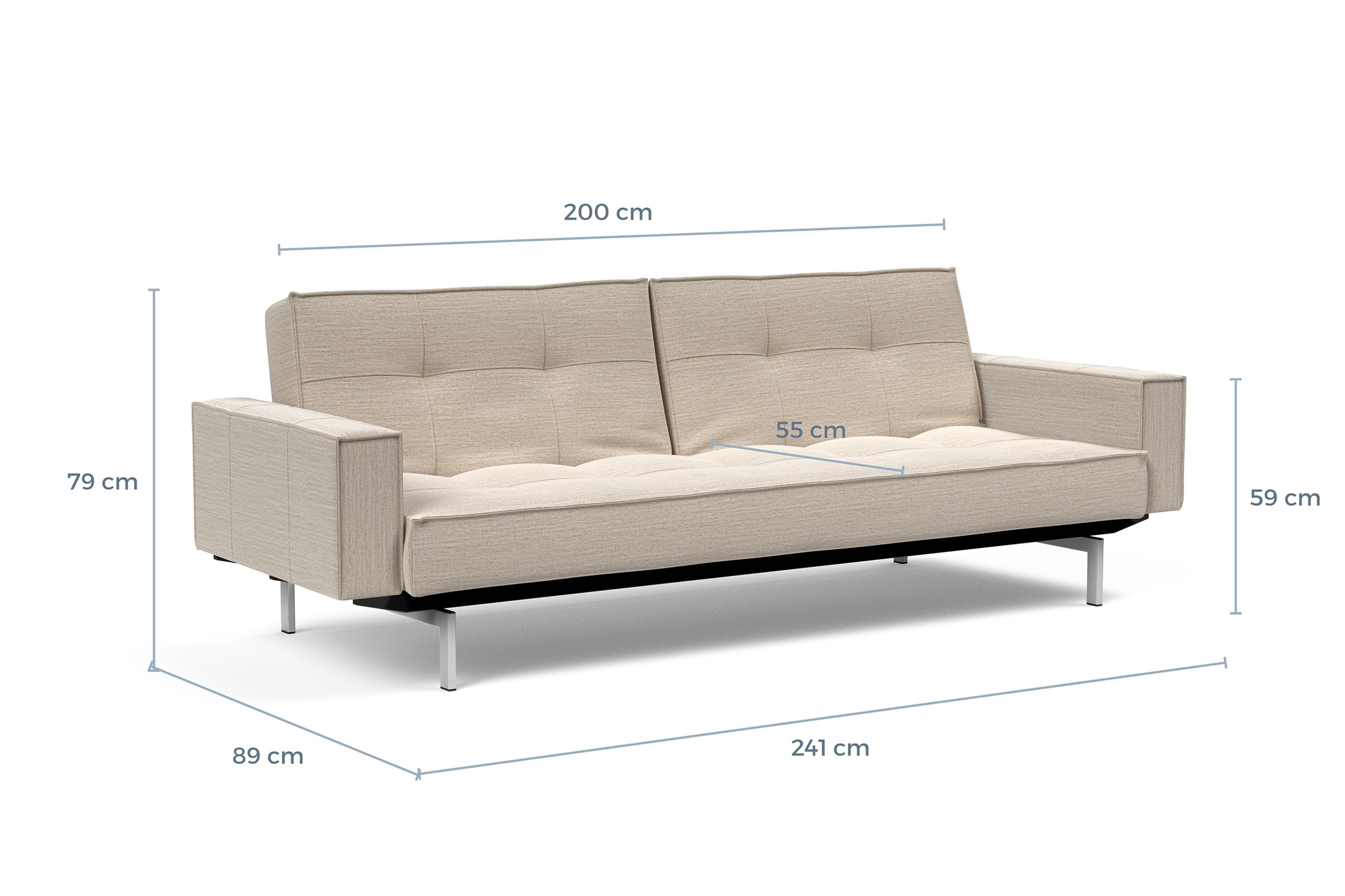 Schlafsofa Splitback mit Armlehnen