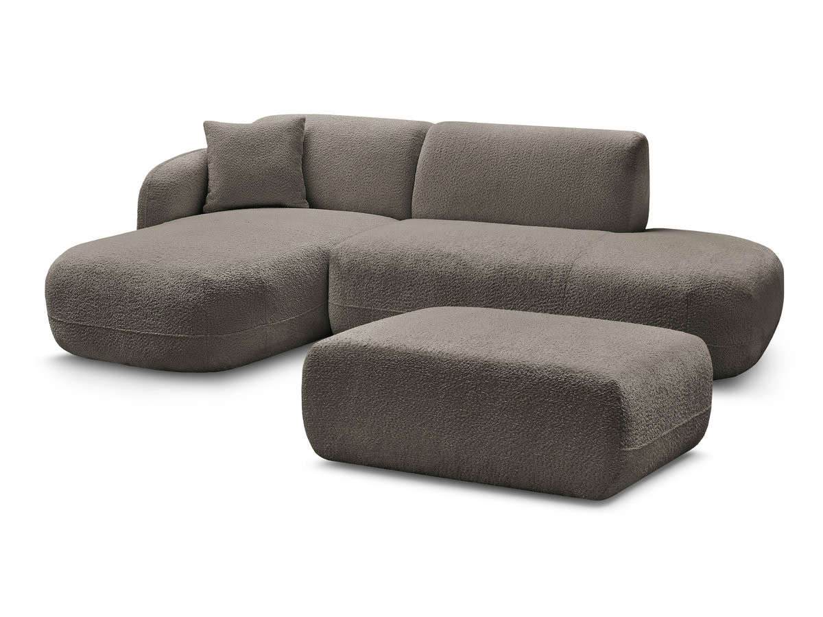 Bobochic Anda Ecksofa mit Pouf 241 × 163 cm Chenille Taupe Ecke links