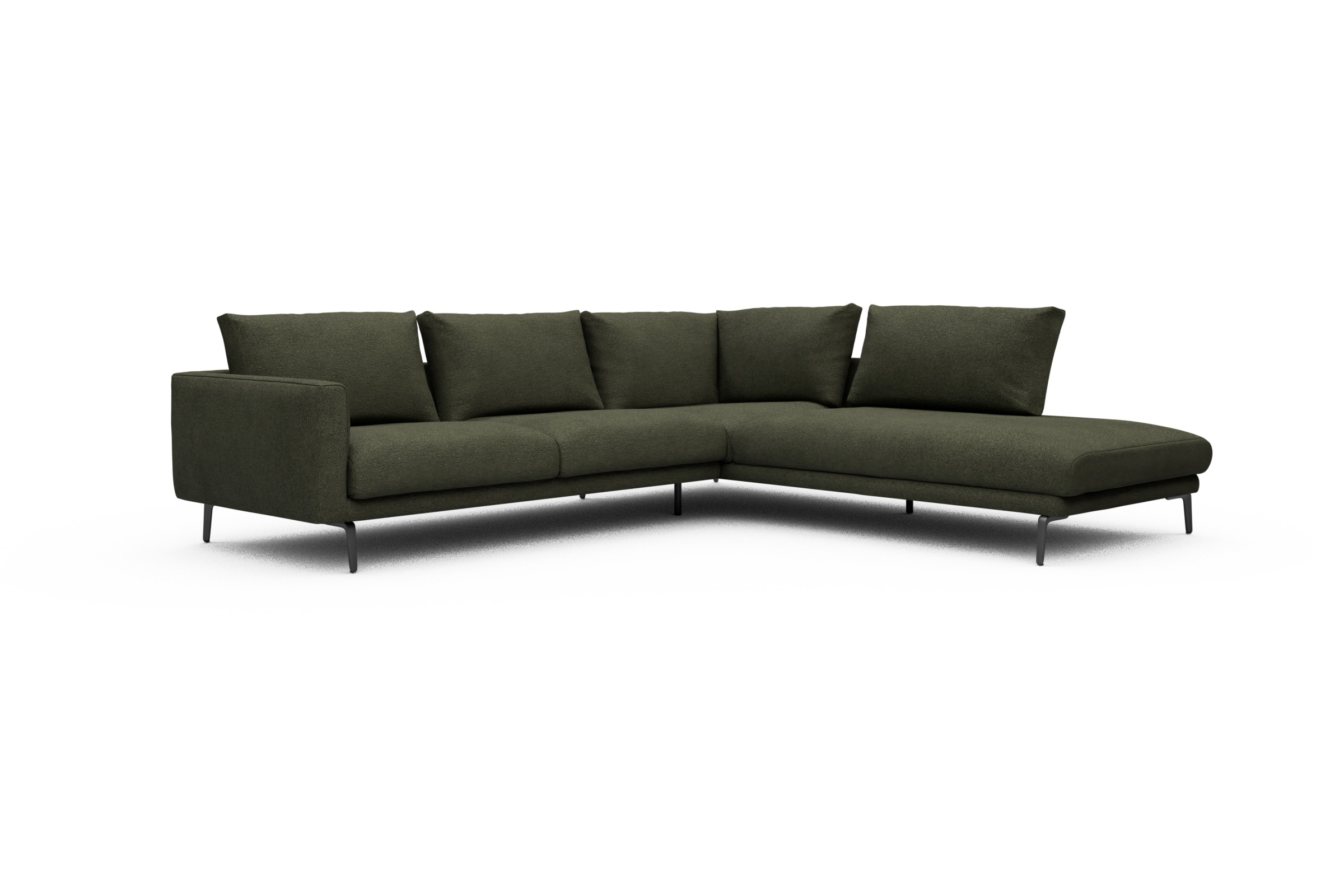 Ecksofa Karl Relax-Ecke rechts mit 2,5-Sitzer Boucle-Forest-Green