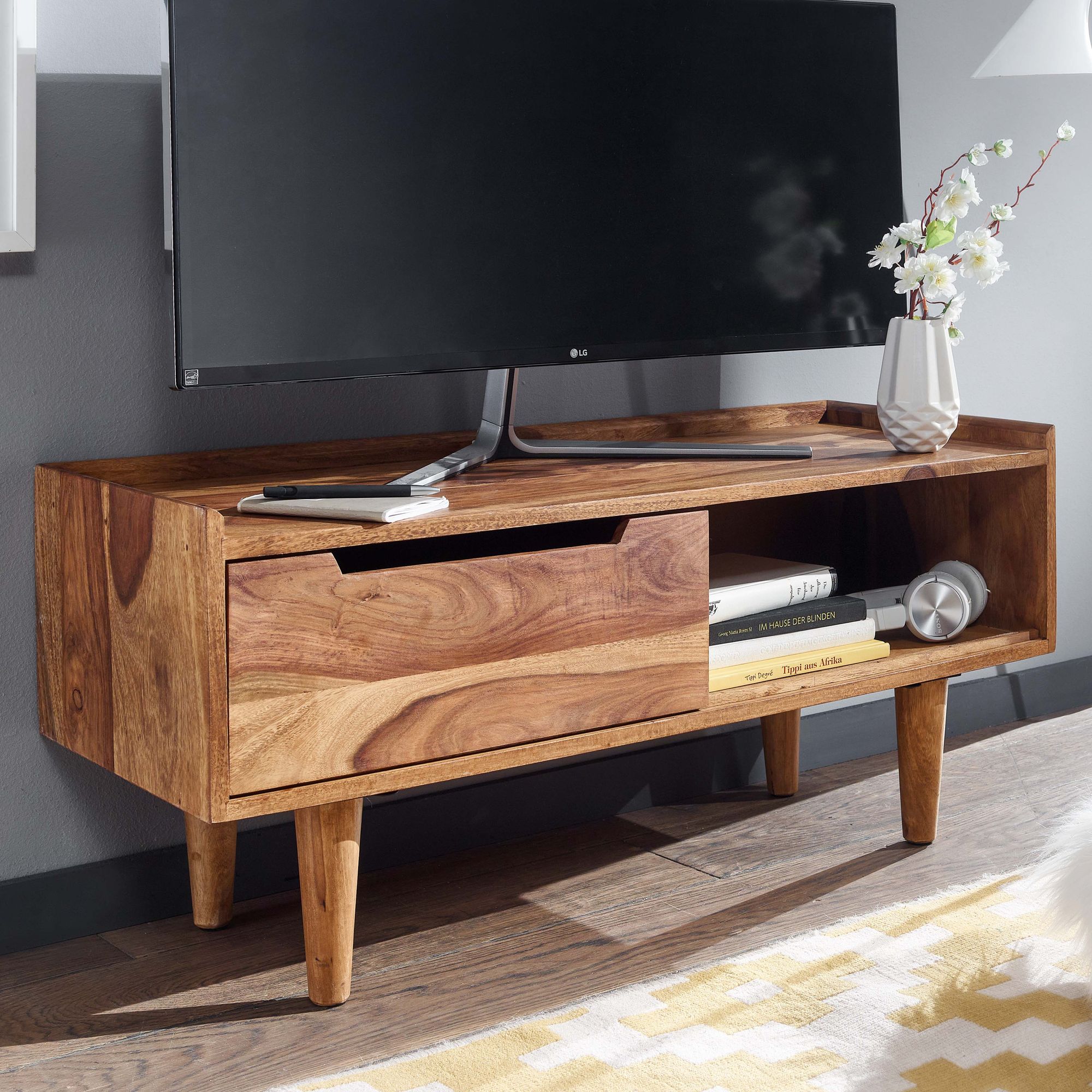 TV-Board Degerfors Massivholz Dunkelbraun 95 × 34 × 44 cm