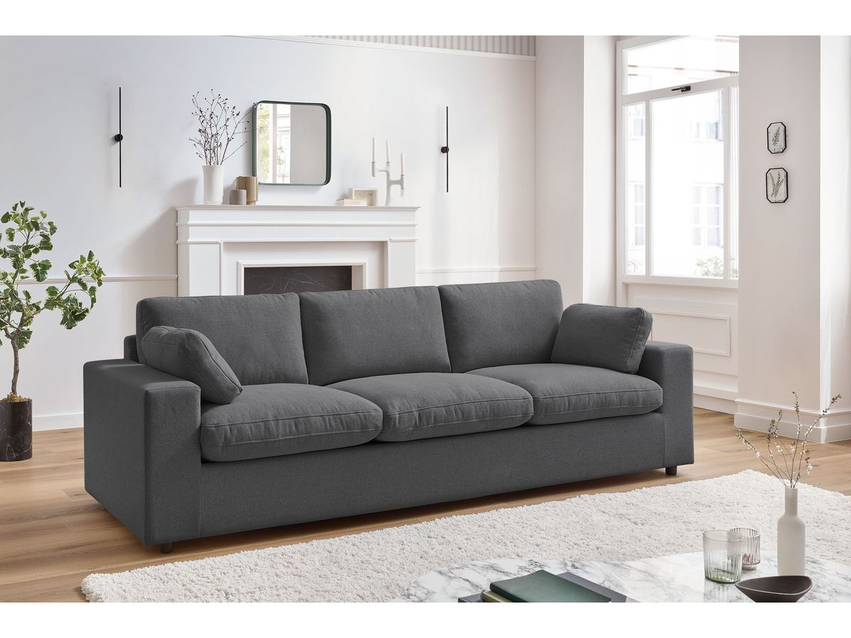 Bobochic Belair Sofa 3-Sitzer 250 × 93 cm Stoff Dunkelgrau