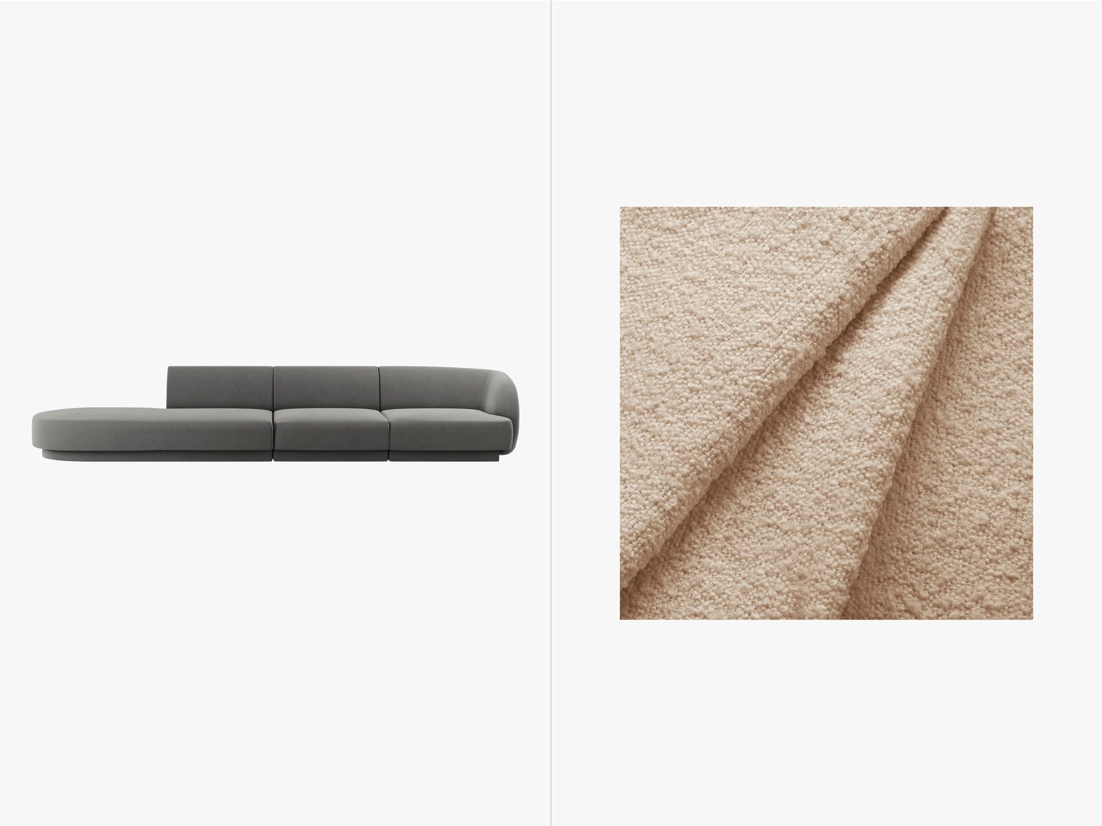 Micadoni Sofa Miley 4-Sitzer Links Boucle Baloo Beige