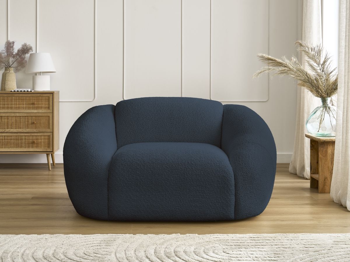Bobochic Tina Sessel Bouclé-Stoff Dunkelblau