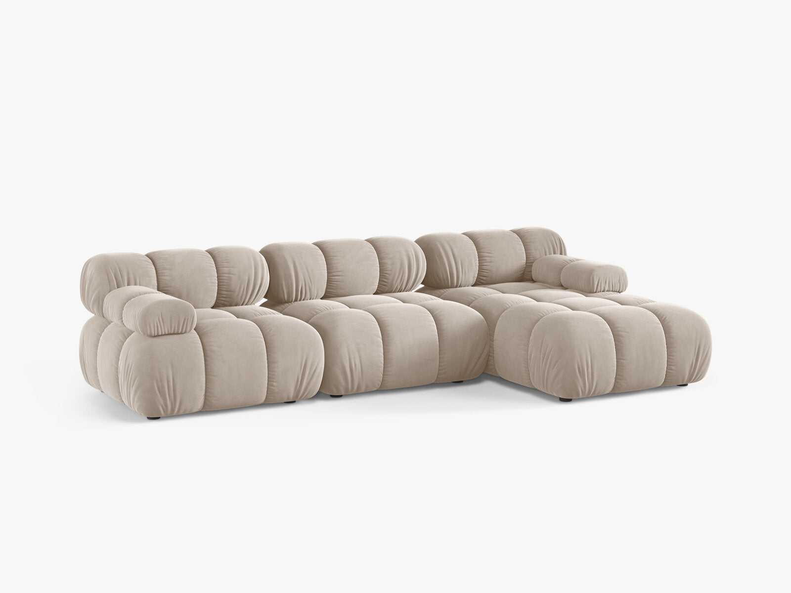 Micadoni Modulares Ecksofa Bellis 4-Sitzer Rechts Samt Bluvel Dunkelbeige