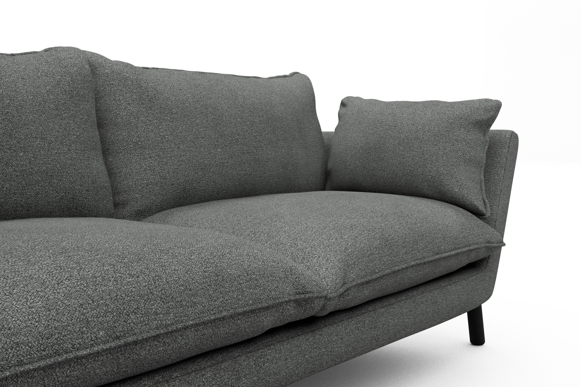 Sofa Emil PREMIUM 2-Sitzer Beinfarbe Eiche Schwarz Boucle-Ash-Grey