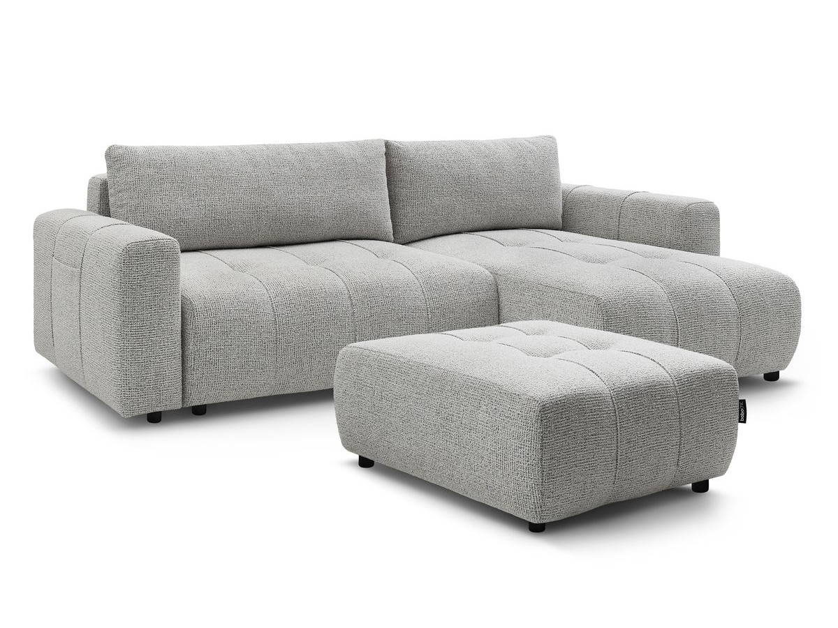 Bobochic Arsene Ecksofa mit Schlaffunktion und Bettkasten und Pouf 288 × 148 cm
