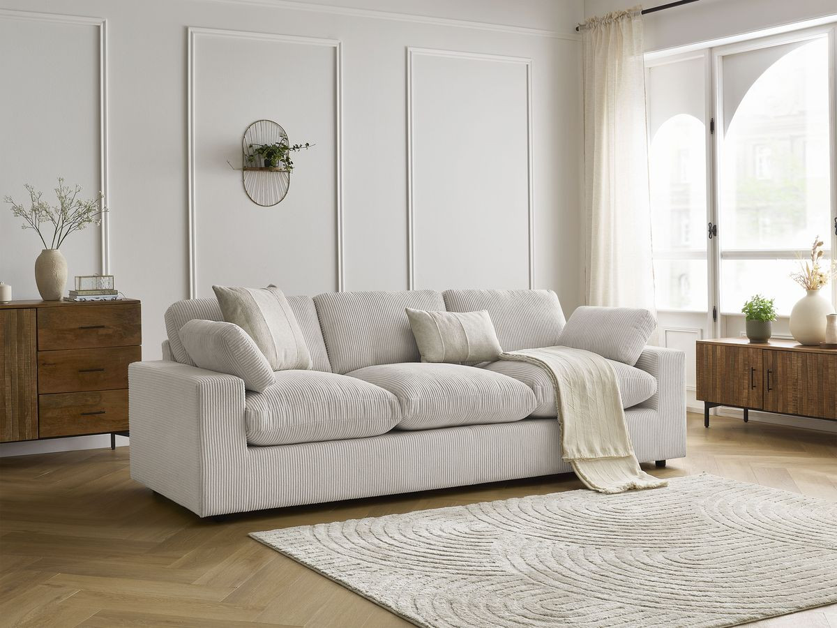 Bobochic Belair Sofa 3-Sitzer 250 × 93 cm Cordsamt Beige