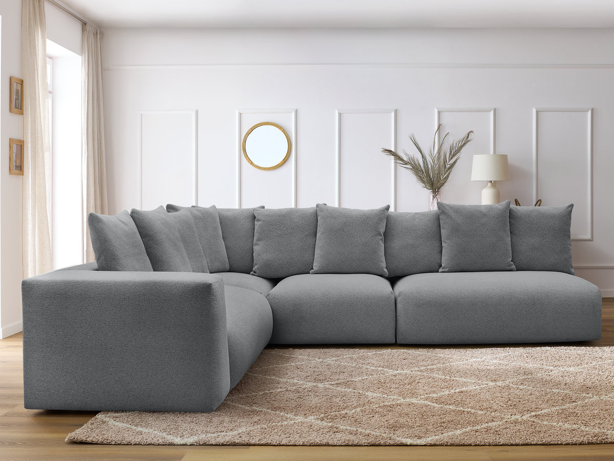 Bobochic Voltaire Ecksofa 322 × 268 cm Melange-Stoff Dunkelgrau Ecke links
