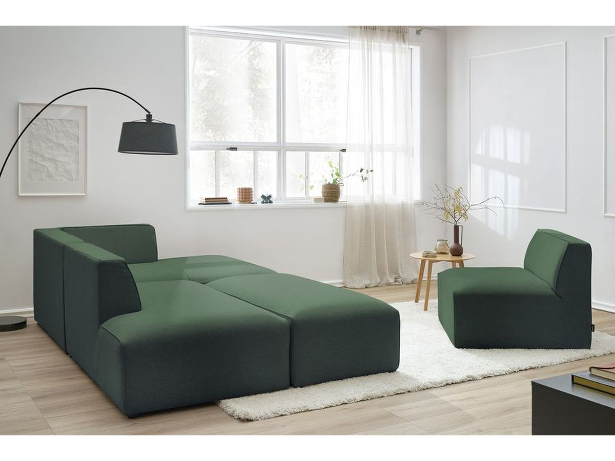 Bobochic Megeve Ecksofa mit Pouf Melange-Stoff Grün Ecke rechts
