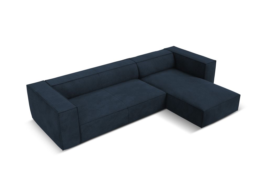 Cosmopolitan Design Ecksofa Turin 5-Sitzer Strukturierter Stoff Rosario Dunkelblau Rechts