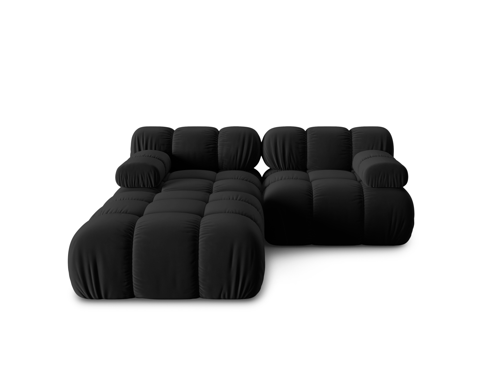 Micadoni Modulares Sofa Bellis 3-Sitzer mit flachem Modul Samt Bluvel Schwarz