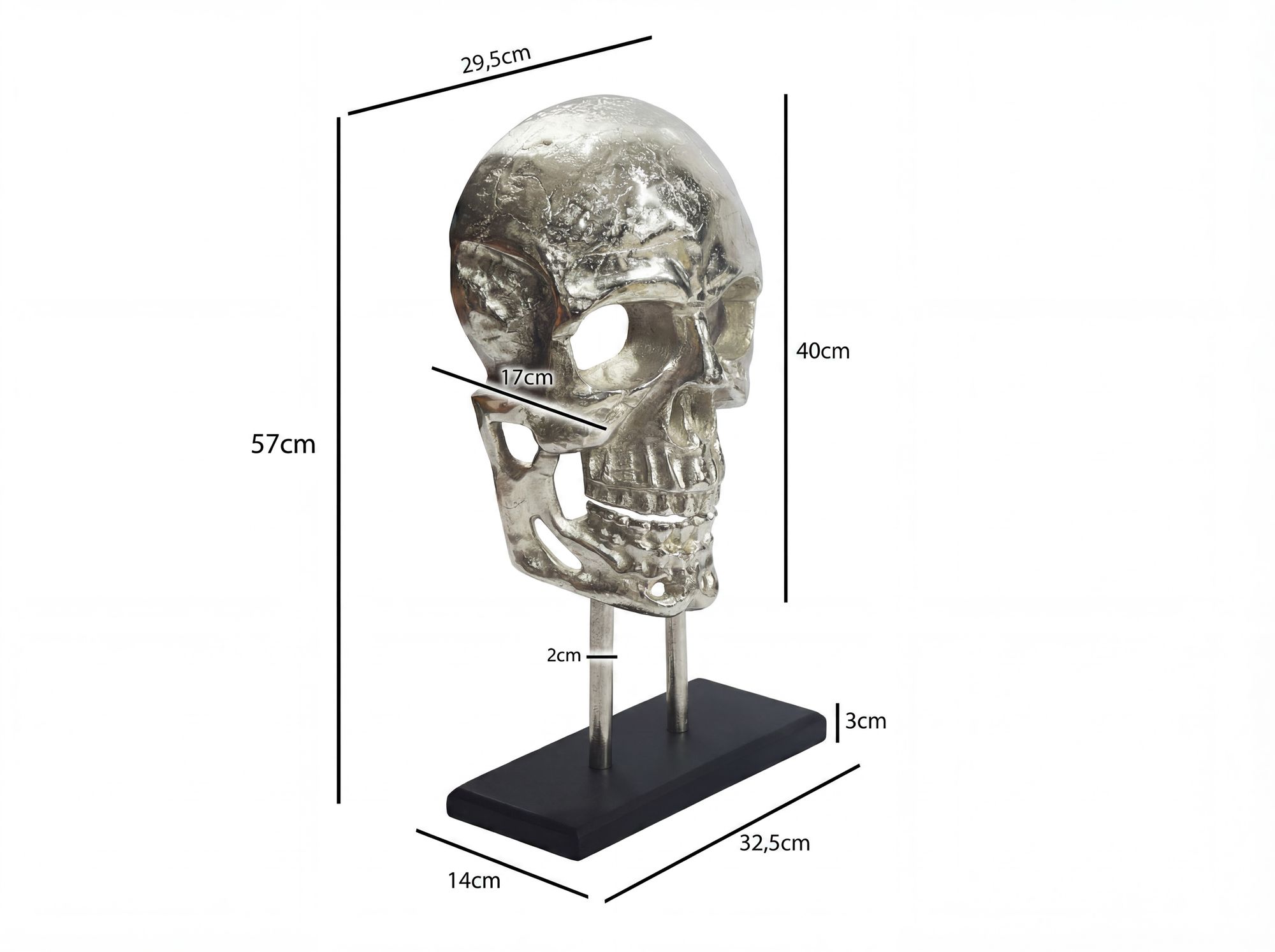 Dekoobjekt Munkeby Silber 32,5 × 17 × 57 cm