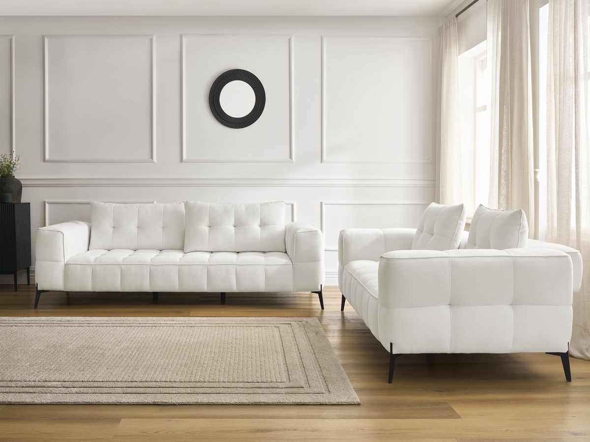 Bobochic Anis Sofa-Set 3- und 2-Sitzer Strukturstoff Weiß