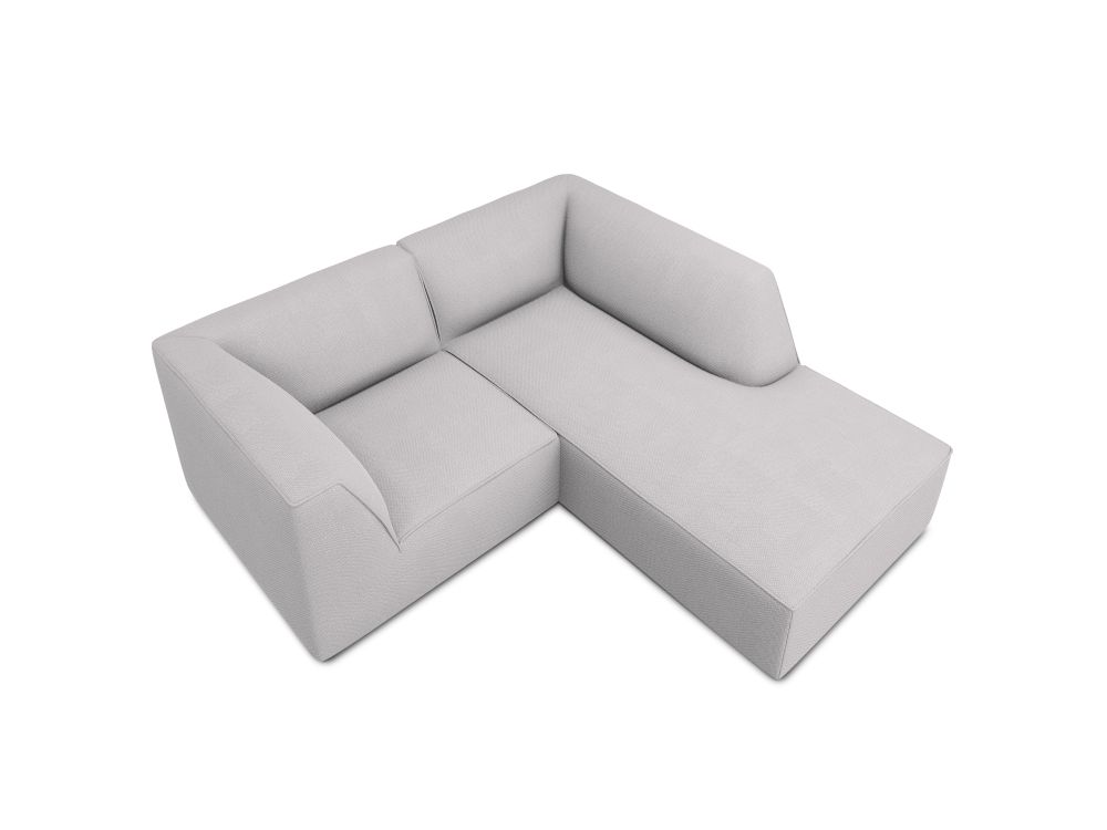 Cosmopolitan Design Ecksofa Siena 3-Sitzer Strukturierter Stoff Ottawa Hellgrau Rechts